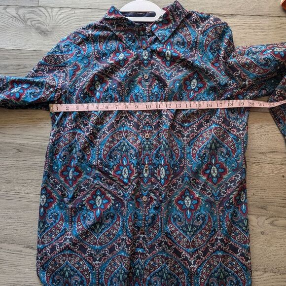 Talbots Paisley Boho Button Down Cotton Shirt Size X - Picture 7 of 8